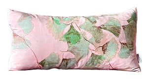 Ginkgo in Jade velvet bolster