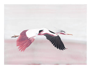 Heron in Rose<br>print