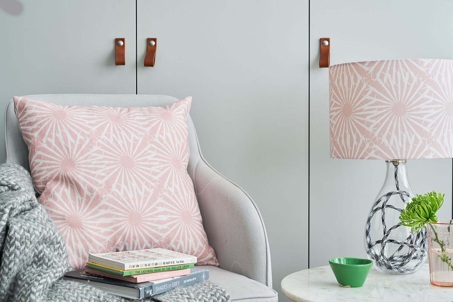 Beak Street in Rose<br />cotton lampshade