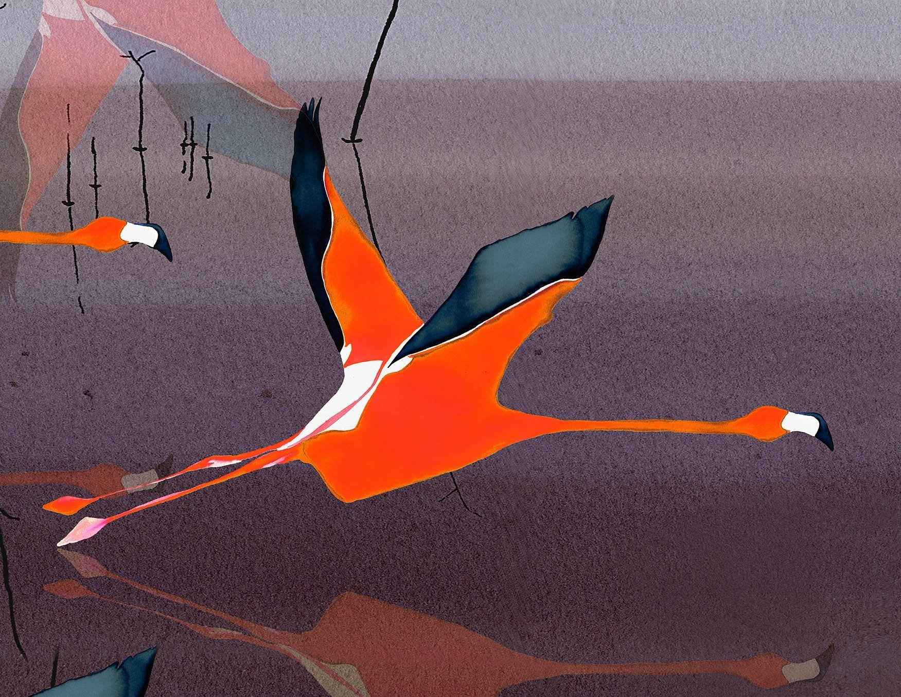 Breaking Dawn in Orange mural wallpaper artwork by Anna Jacobs - detail