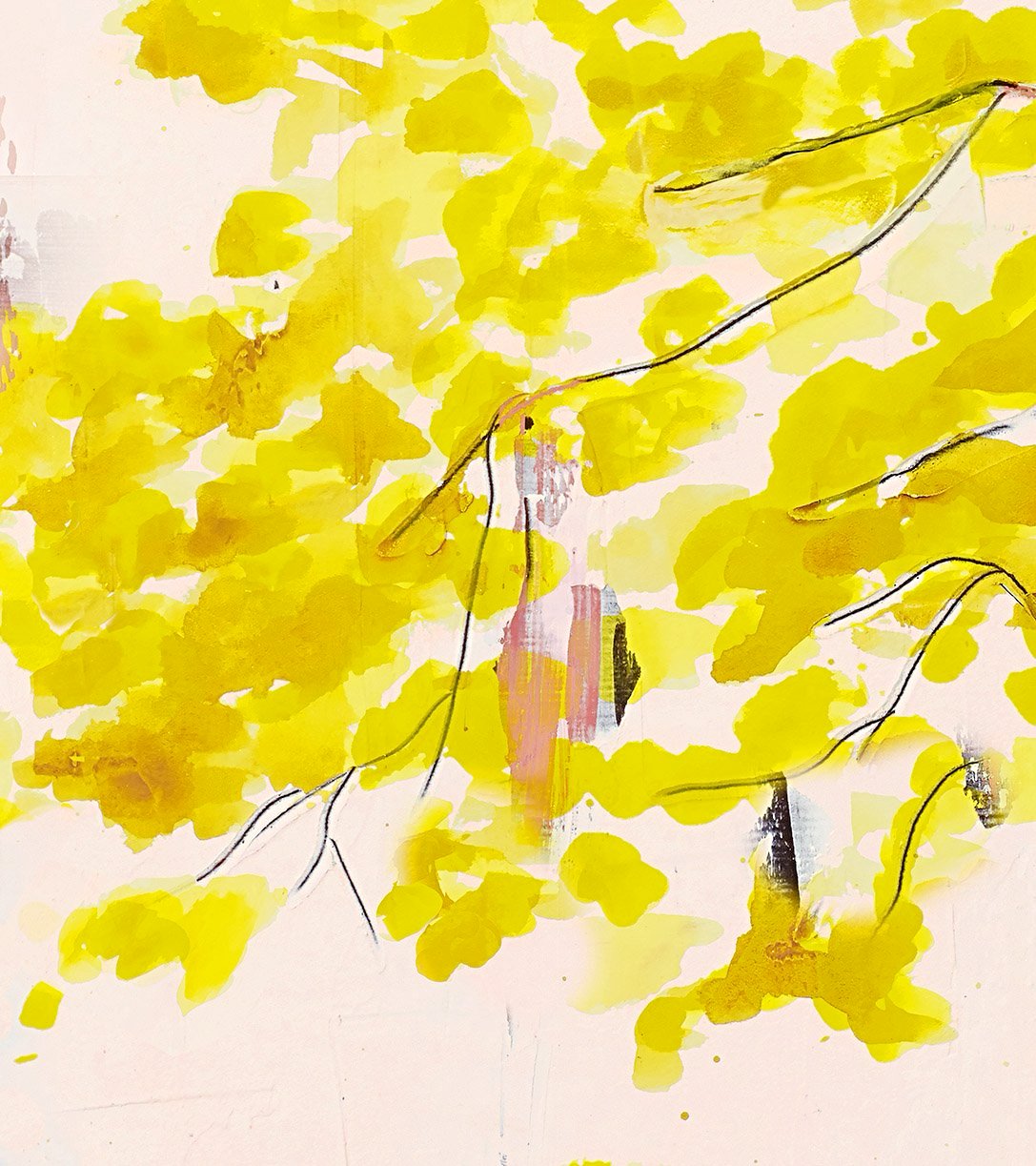 Chinese Tree in Blush mural wallpaper by Anna Jacobs - artwork - detail