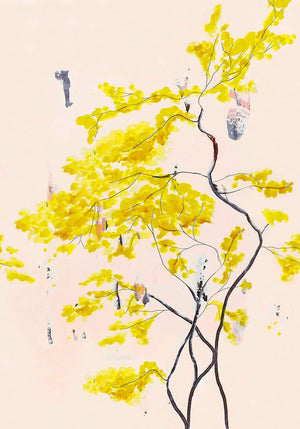 Chinese Tree in Blush mural wallpaper by Anna Jacobs - artwork