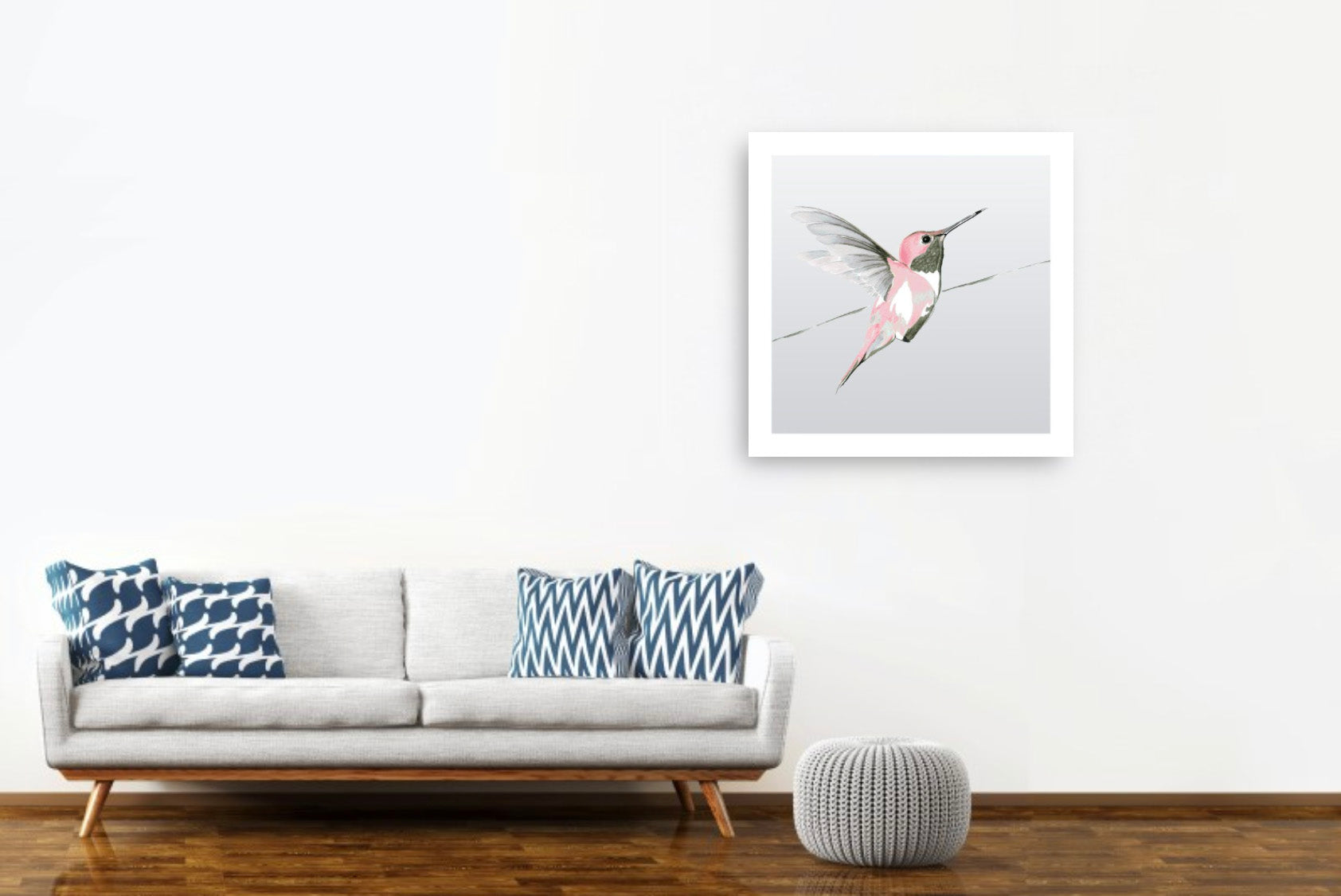 Rose Hummer on Grey<br/>print