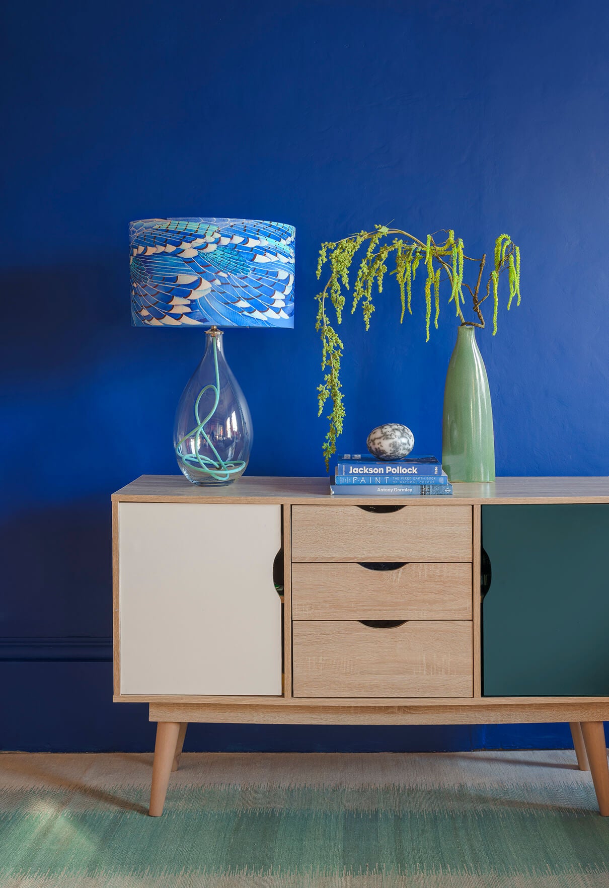 Blue Jay Wing lamp on Royal Blue flex by Anna Jacobs - medium size