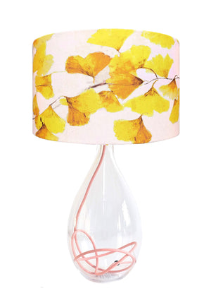 Ginkgo in Sunshine yellow glass lamp with Rose flex, designed by Anna Jacobs