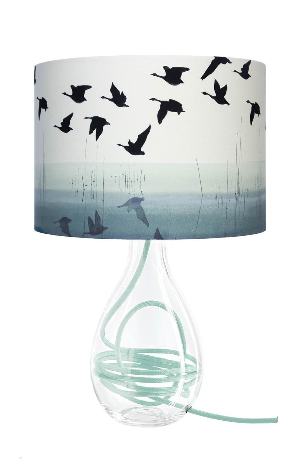 Glass lamp base with jade flex, designed by Anna Jacobs