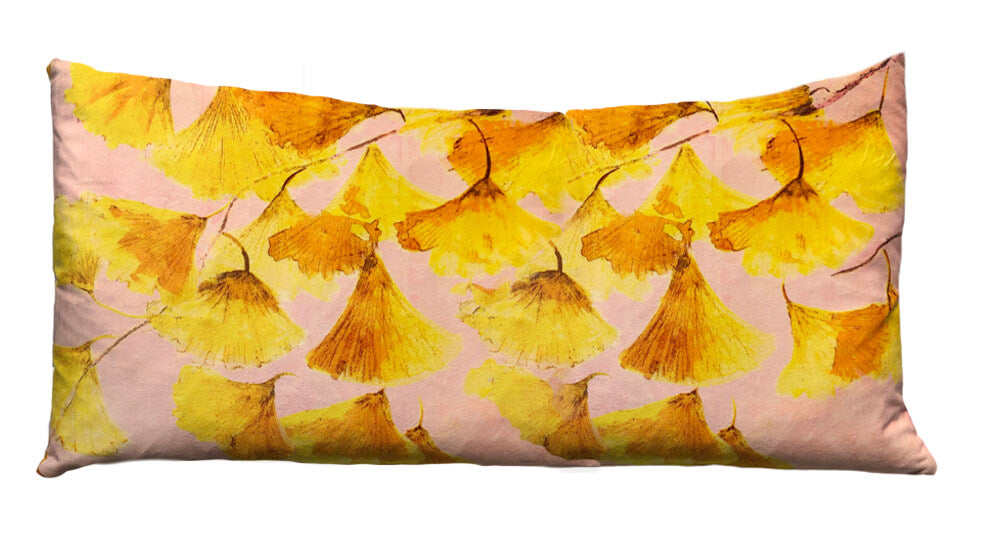 Ginkgo in Sunshine velvet bolster