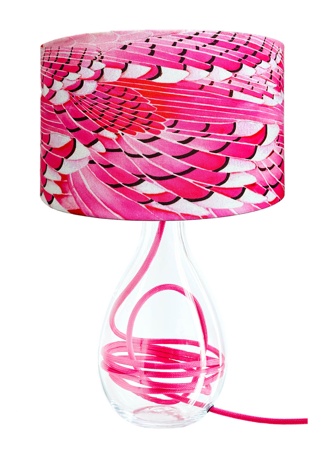 Blue Jay Wing in Pink medium lamp