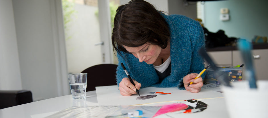 Anna Jacobs painting original artwork in pen and ink