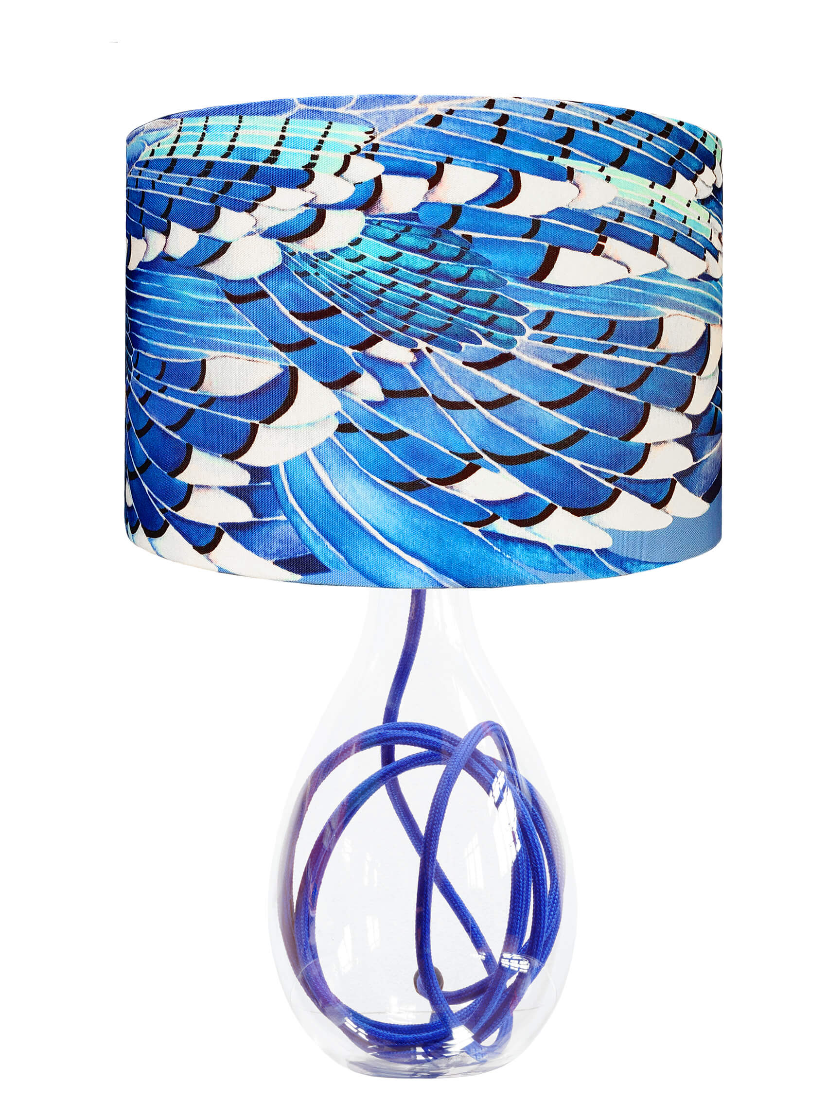 Blue Jay Wing lamp on Royal Blue flex by Anna Jacobs - medium size