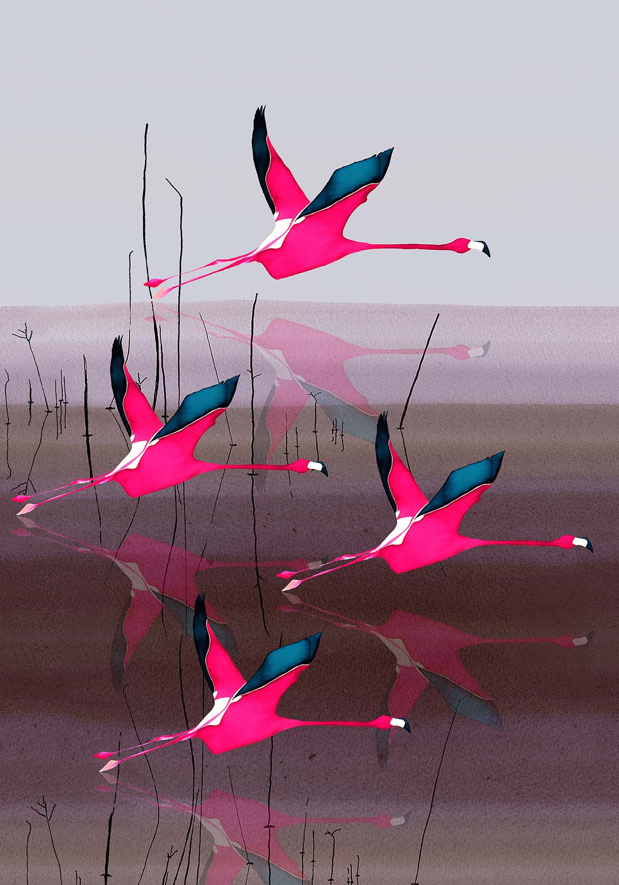 Breaking Dawn in Pink mural artwork by Anna Jacobs