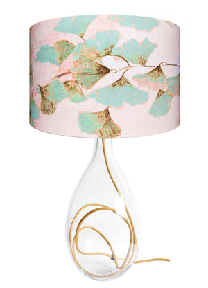 Ginkgo in Jade glass lamp with Gold flex, designed by Anna Jacobs