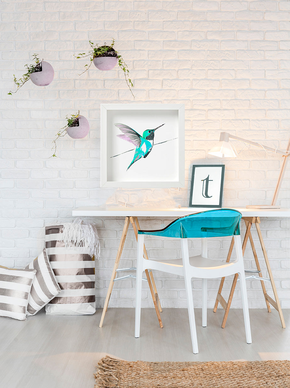 Hummingbird in blue limited edition print by Anna Jacobs