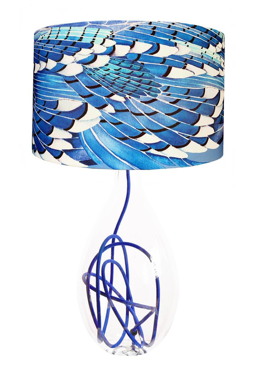 Blue Jay Wing lamp on Royal Blue flex by Anna Jacobs