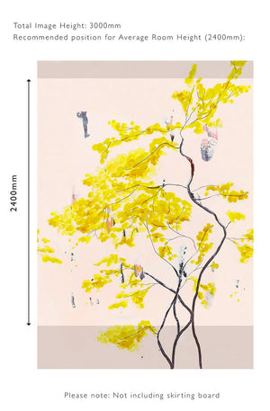 Chinese Tree in Blush mural wallpaper by Anna Jacobs - artwork position guidelines
