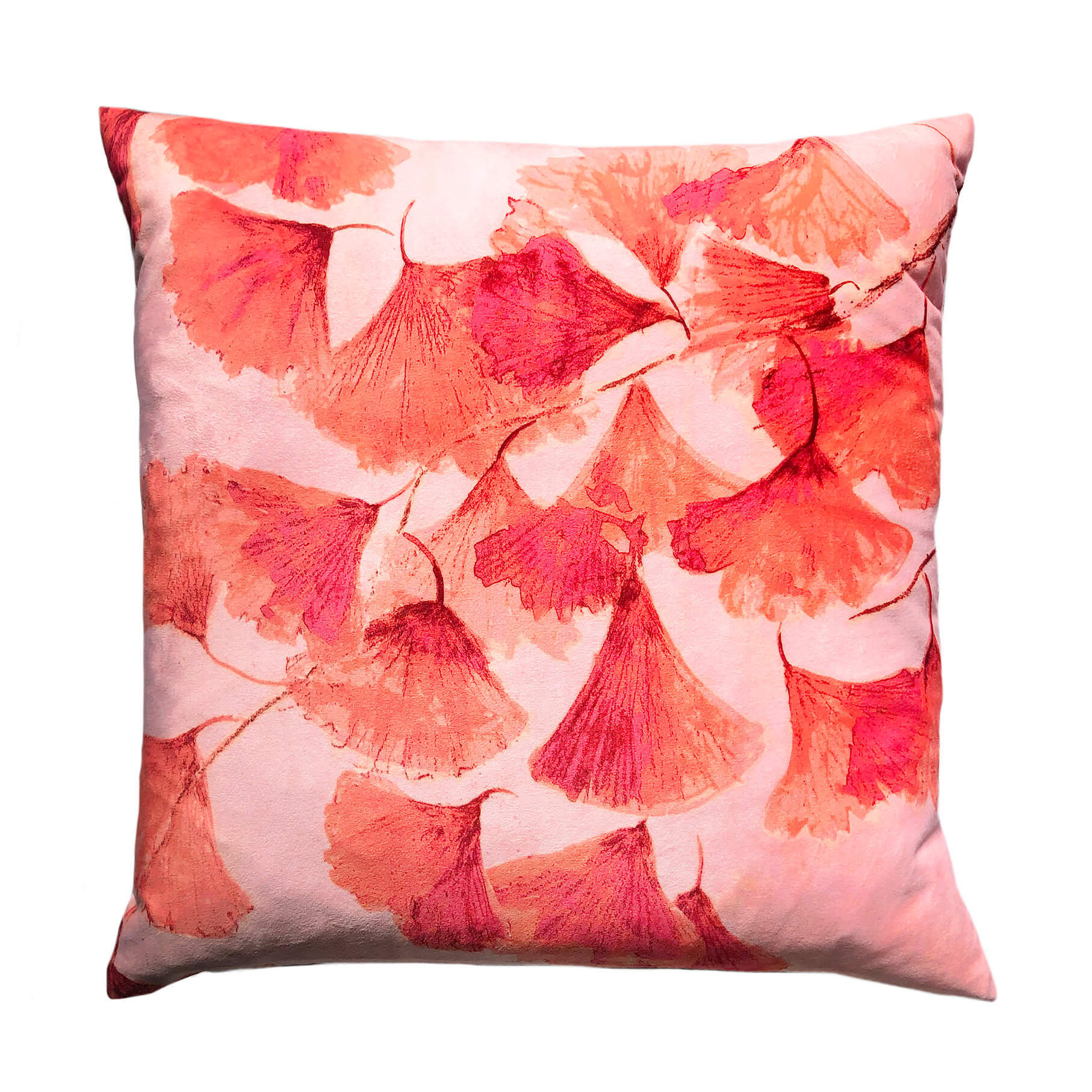 Velvet cushion - Coral ginkgo by Anna Jacobs