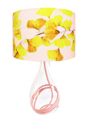 Ginkgo in Sunshine yellow glass lamp with Rose flex, designed by Anna Jacobs