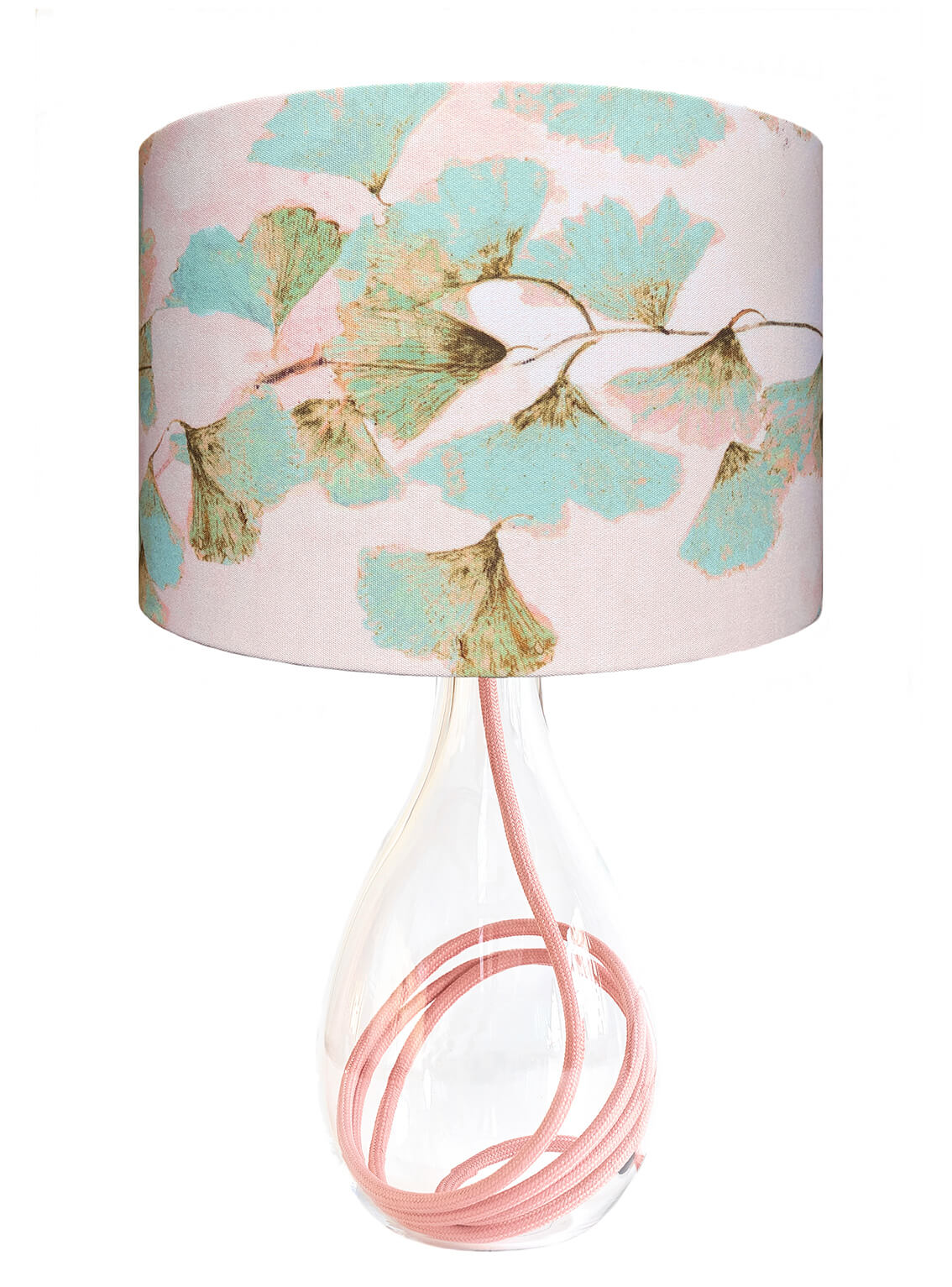 Ginkgo in Jade glass lamp on Rose flex, designed by Anna Jacobs