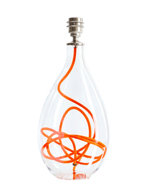 Glass lamp base with Clementine orange flex, designed by Anna Jacobs