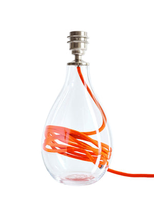 Glass lamp base with clementine orange flex, designed by Anna Jacobs - small size