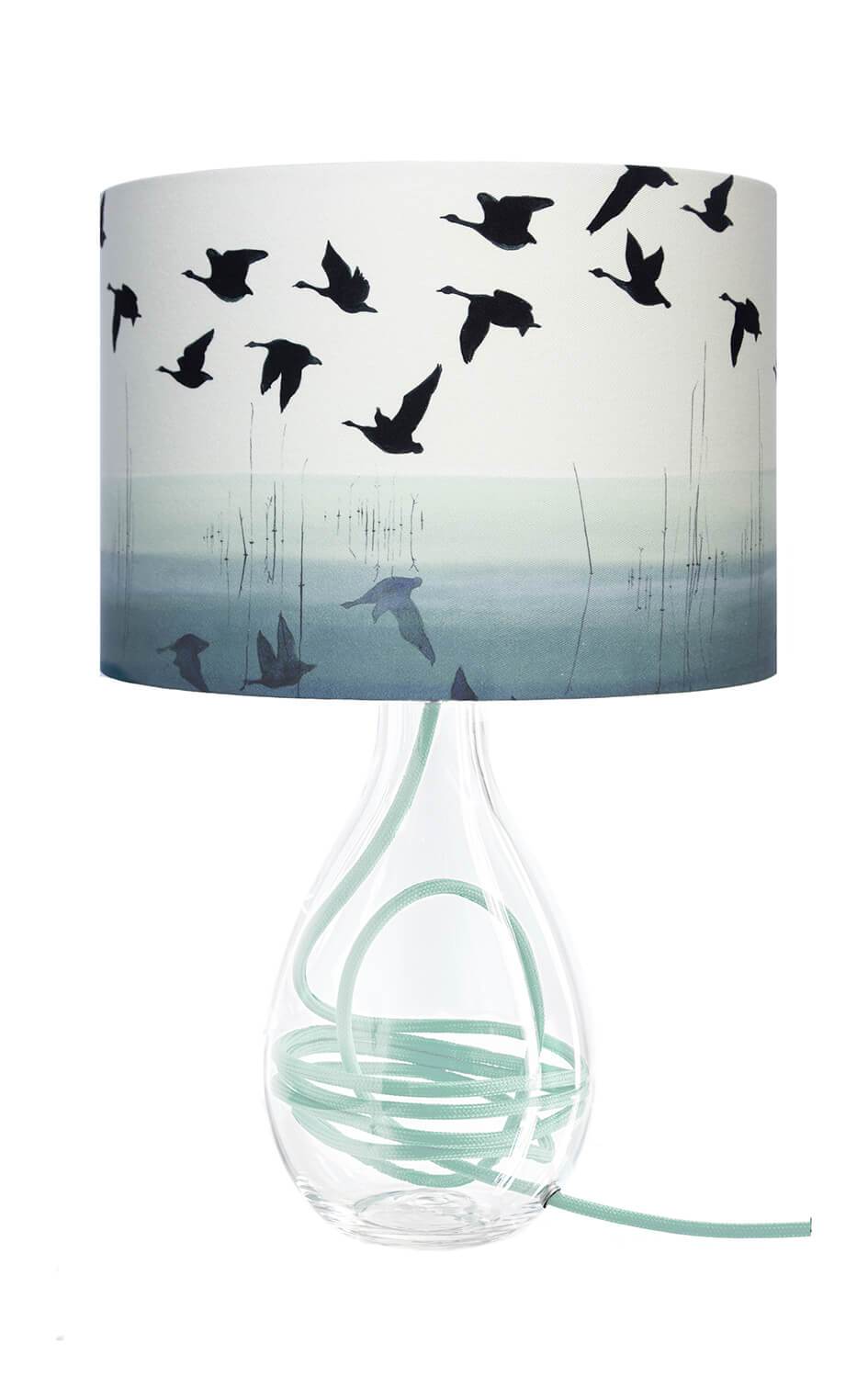 Welsh Reflection glass lamp with Jade flex, designed by Anna Jacobs