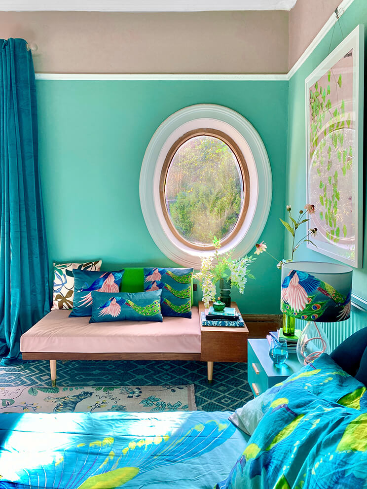 Flying Peacock<br />velvet bolster