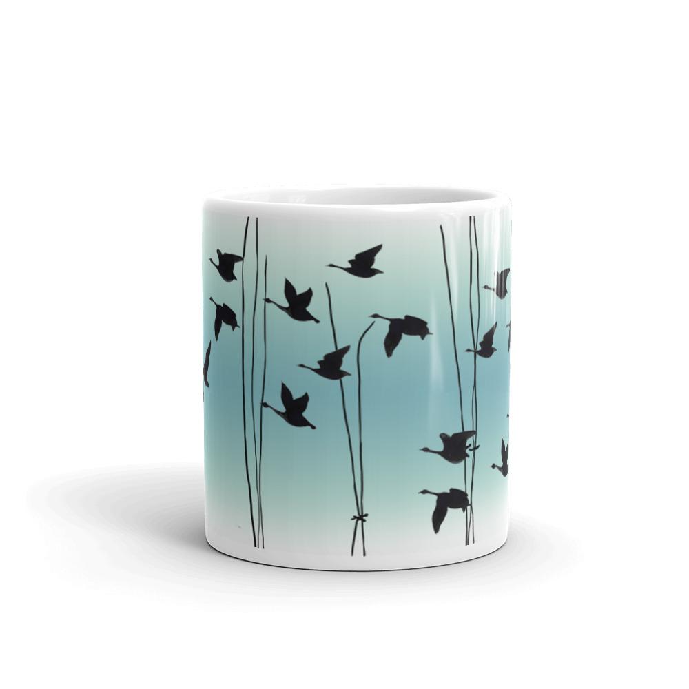 Flying Geese mug in Jade, by Anna Jacobs - front
