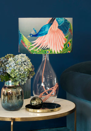 Peacock lamp on Rose base by Anna Jacobs - Flying Peacock lamp lifestyle image