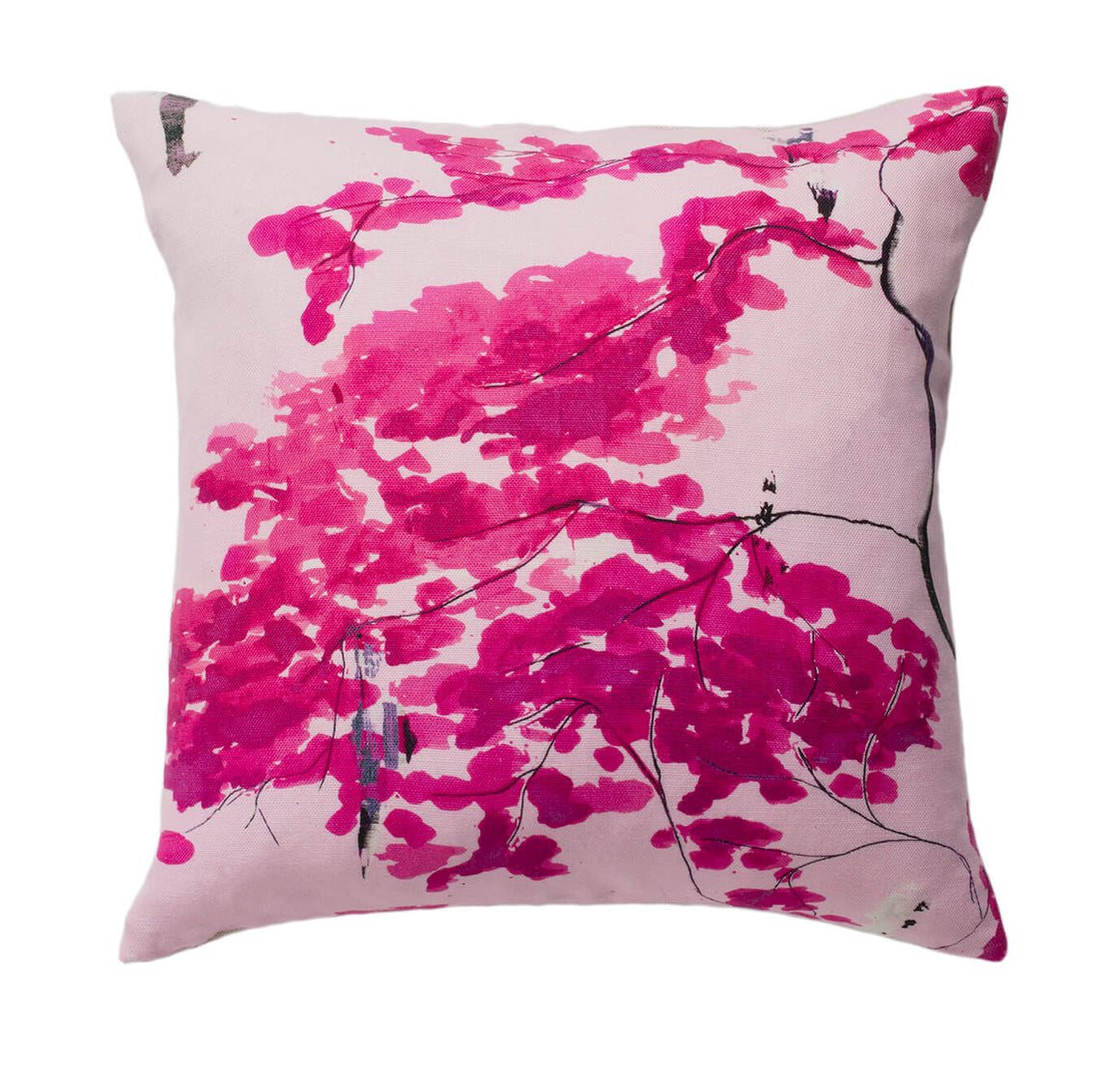 luxury cushion - Chinese Tree in Pink and Violet cushion designed by Anna Jacobs
