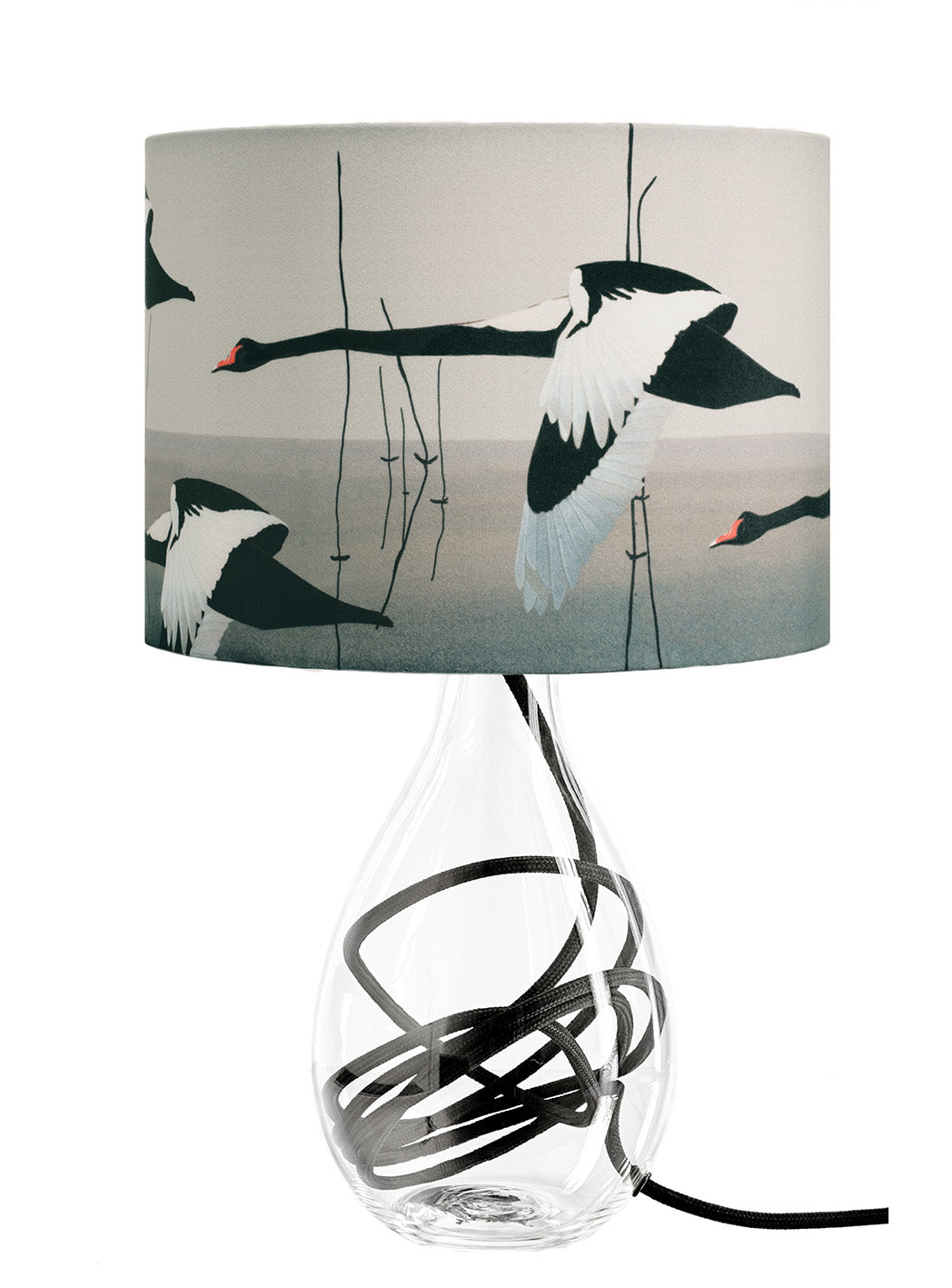 Black Swan lamp - Meditation in Flying on vivid red flex by Anna Jacobs