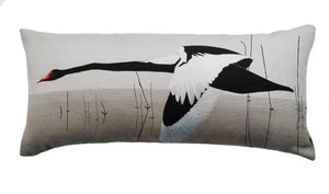 Black Swan bolster cushion - Meditation in Flying by Anna Jacobs
